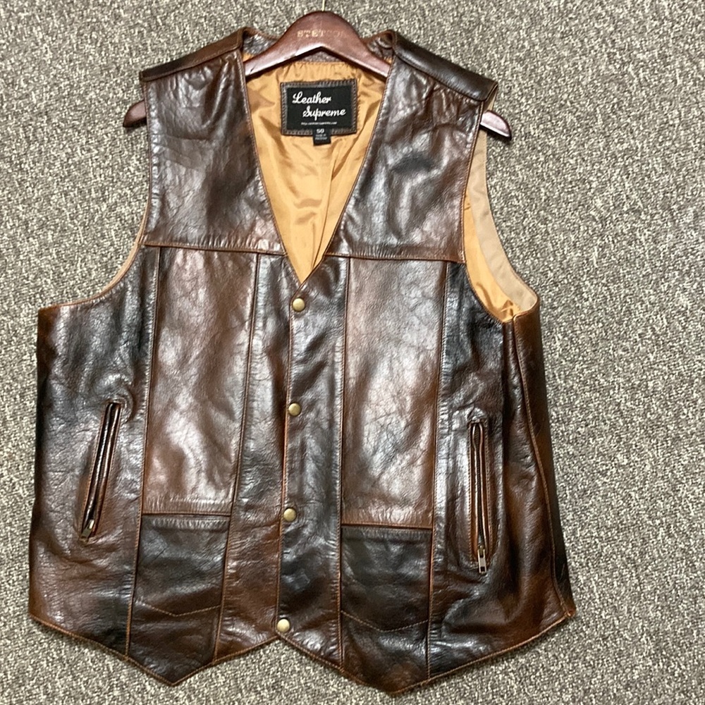 Concealed carry leather vest.